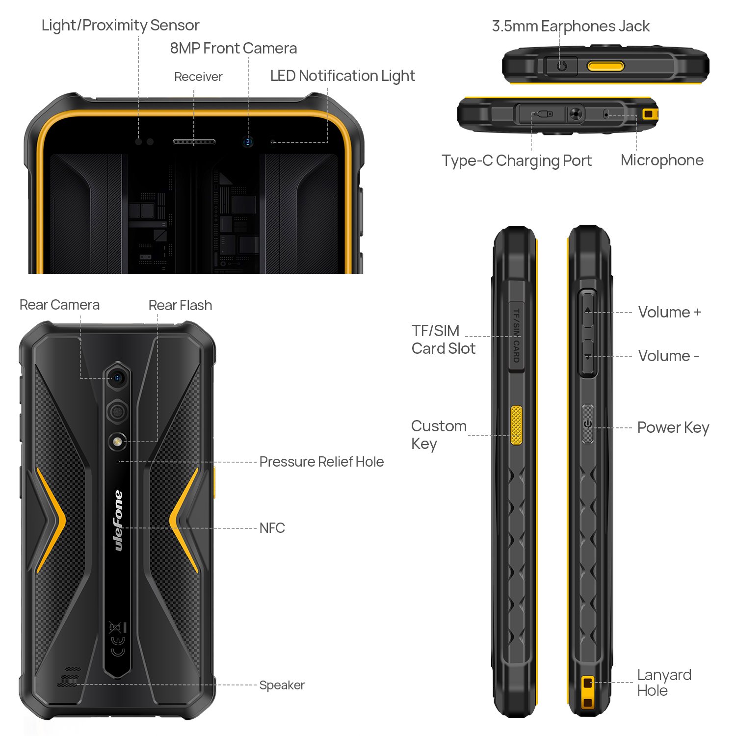 Ulefone Armor X12 PRO Rugged Waterproof Smartphone Android13 4860mAH 4GB 64GB Nfc 5.45 inch 4g Lte Mobile